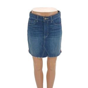 Hollister Denim Skirt Blue Side Stripe Ultra High Rise Distressed Womens Size 3